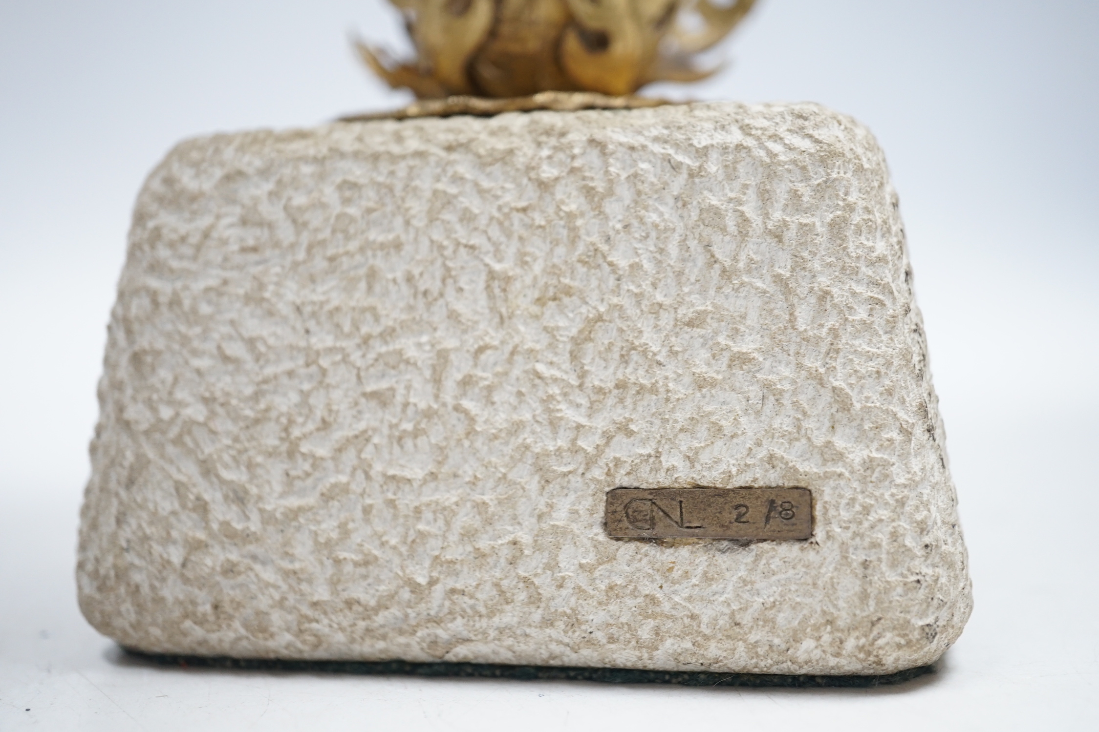 An Elizabeth II limited edition novelty surprise mushroom, by Christopher Nigel Lawrence, London, 1976, opening to reveal a pixie fishing, no.2/8, on a simulated rock base, overall height 29.5cm, with certificate.